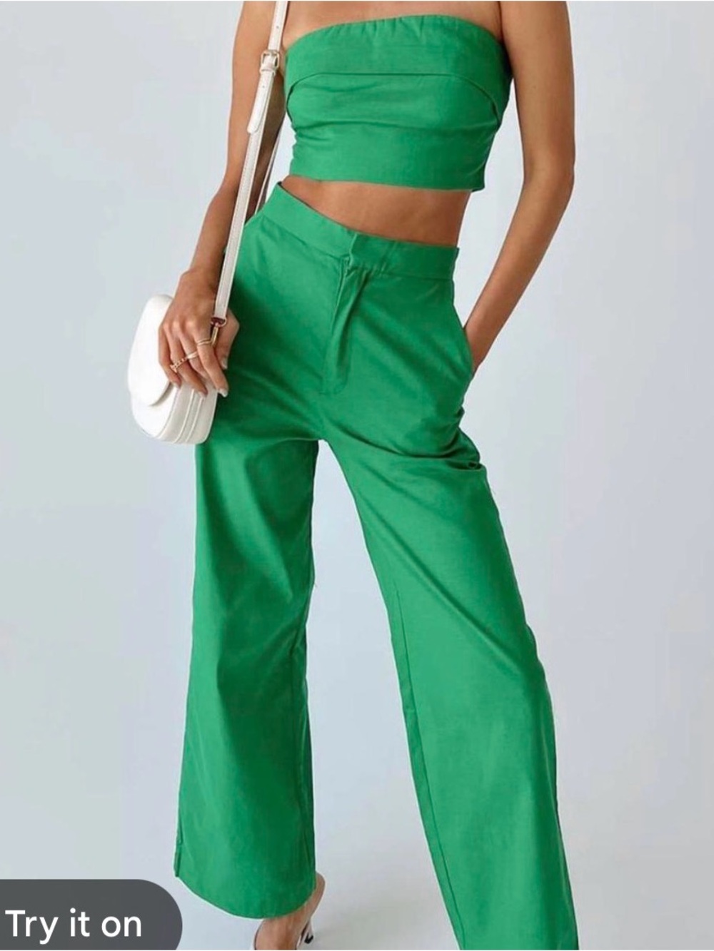Princess Lily Green High-Waist Wide-Leg Pants Set